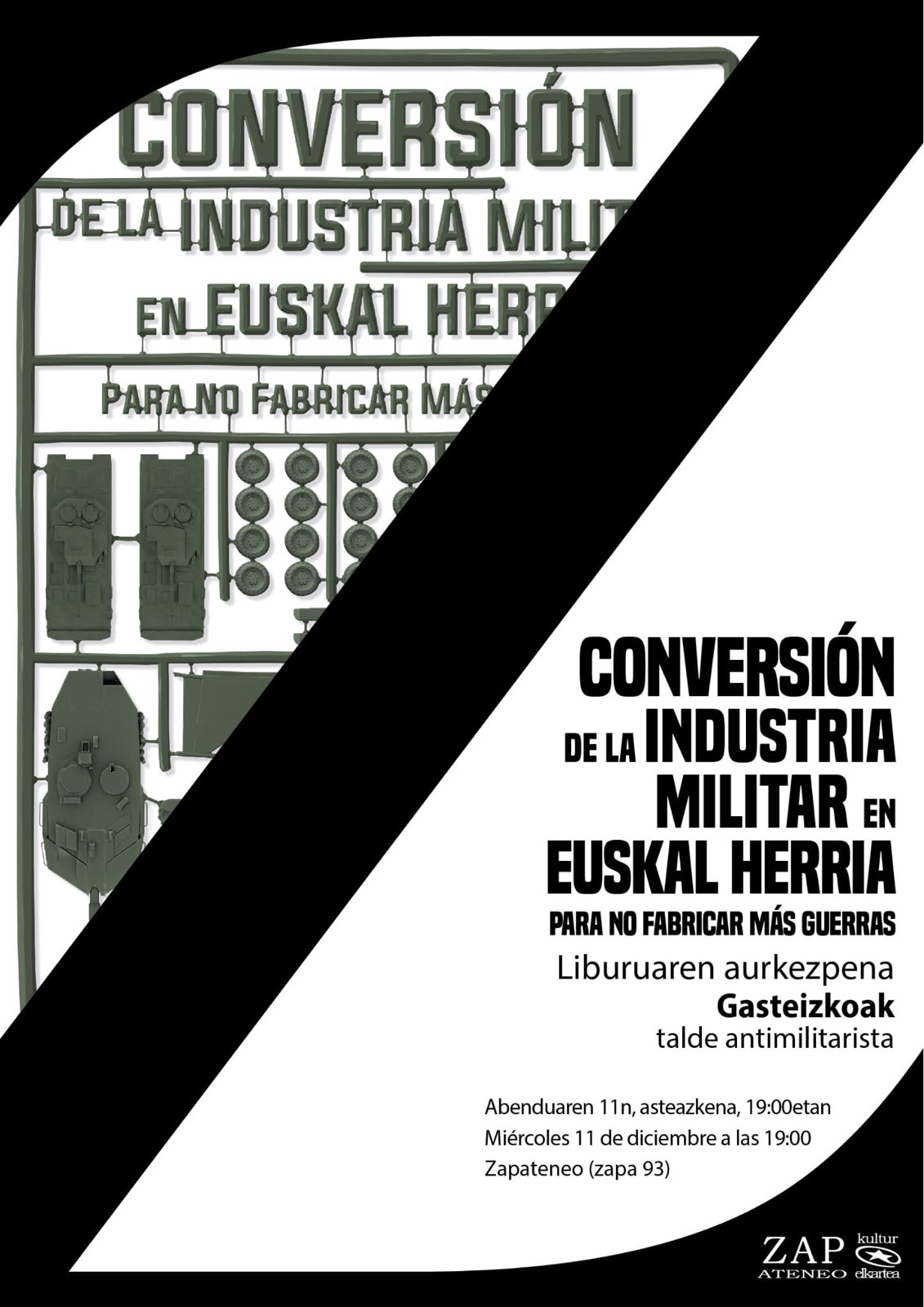 Liburu-aurkezpena eta eztabaida: «Conversión de la industria militar de Euskal Herria para no fabricar más guerras» – Gasteizkoak kolektiboak eta ZAPateneok argitaratu berria (2024-12-11an, asteazkena, 19:00etan ZAPateneon