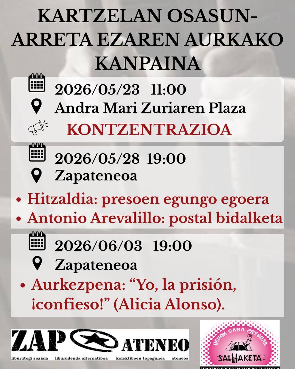 2026-06-03 Liburu aurkezpena: «Yo, la prisión ¡Confieso» Alicia Alonsorekin